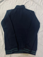 Peacock Panel Quater Zipper Swaetshirt-navy blue and green