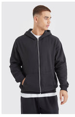 BoohooMan fleece zipper- black