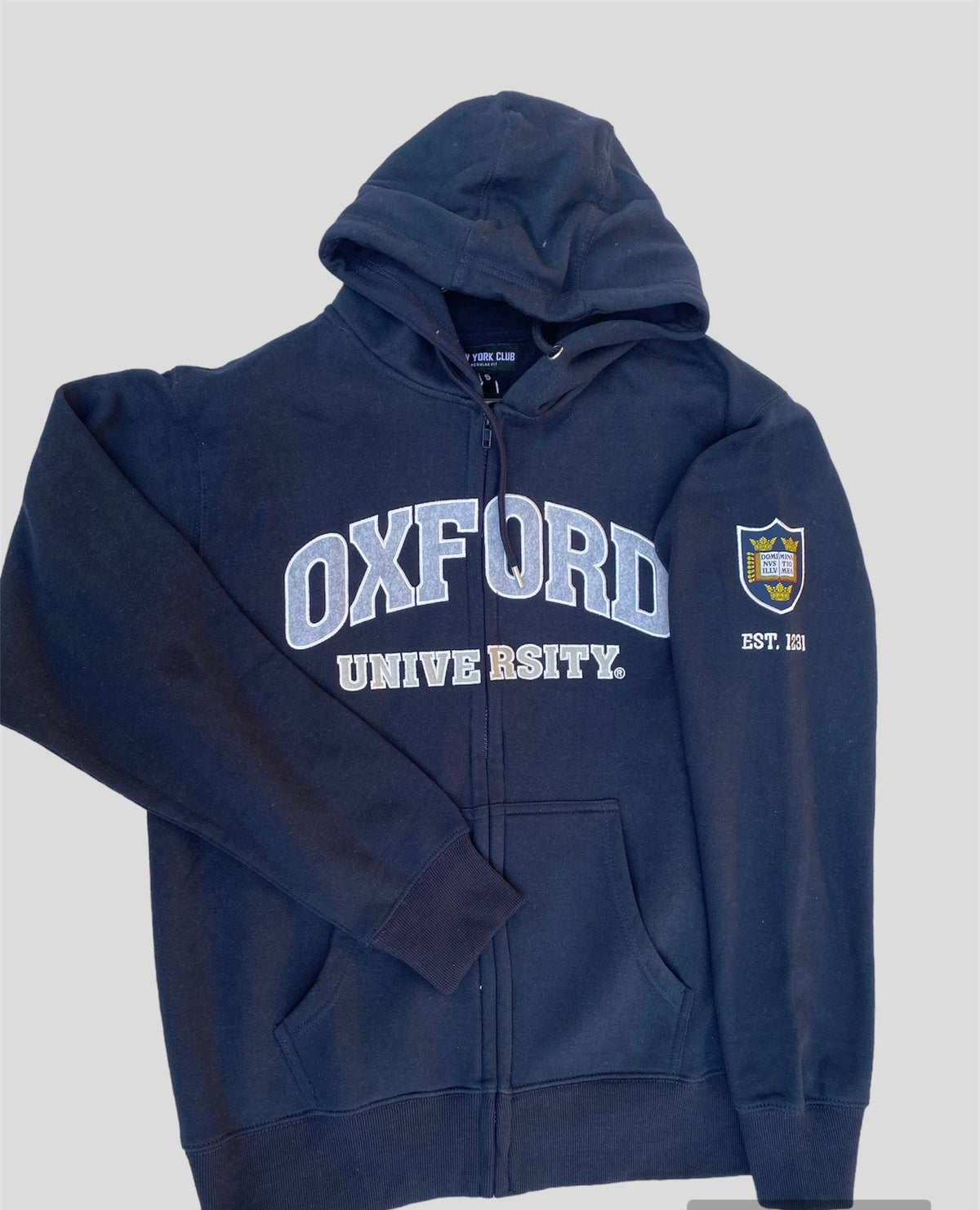 Oxford zip up fleece hood navy blue