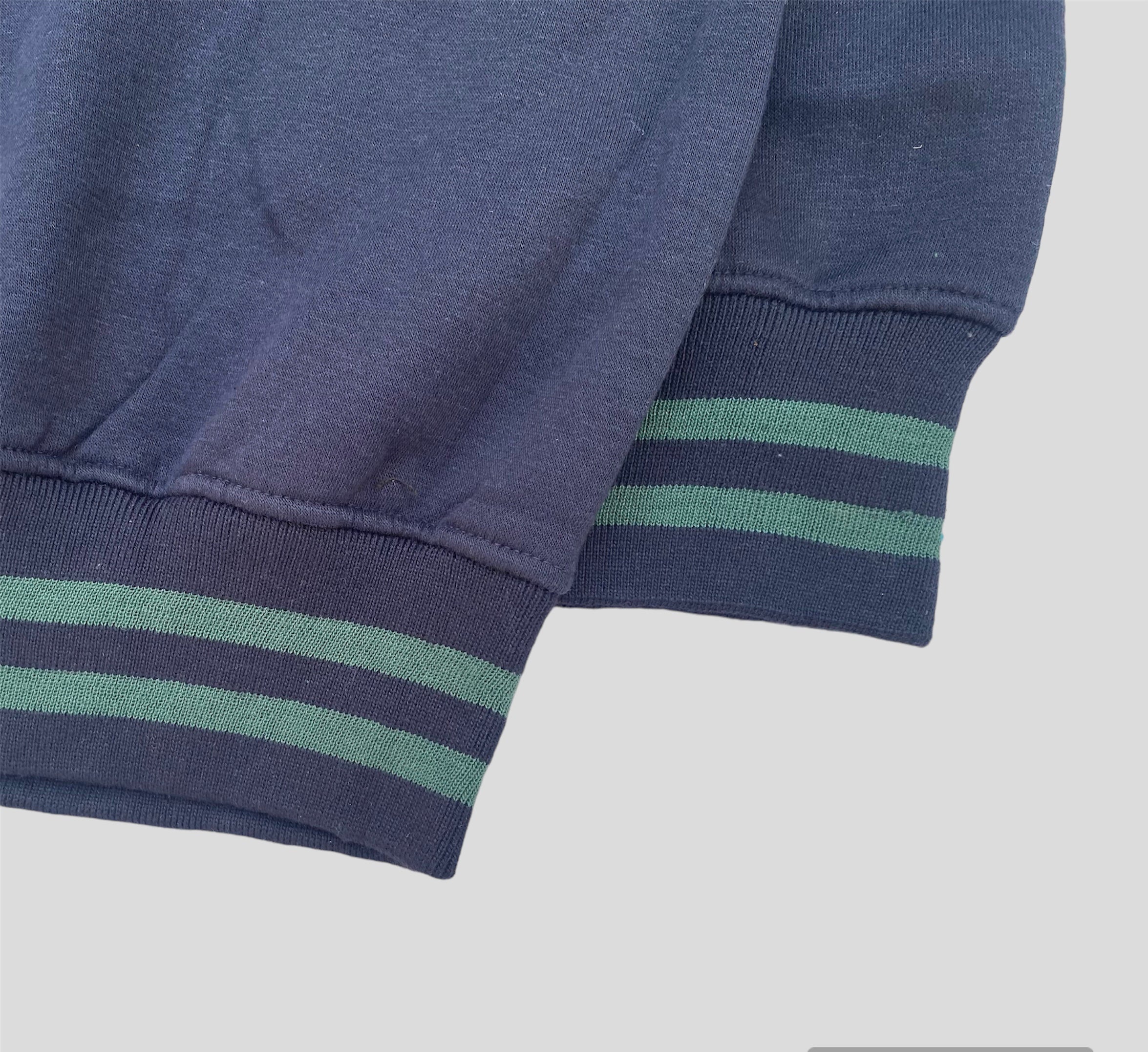 Peacock Panel Quater Zipper Swaetshirt-navy blue and green