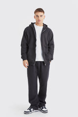 BoohooMan fleece zipper- black