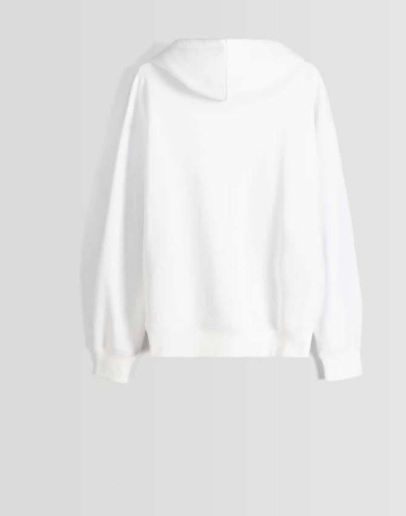 Bershka Fleece Hoodie-White