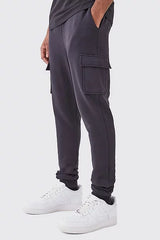 TEX plush jogger trousers with seams and pocket