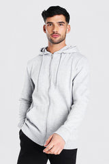 Boohooman men basic zip through light weight hoodie grey