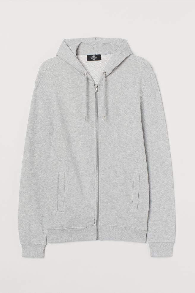 Boohooman men basic zip through light weight hoodie grey